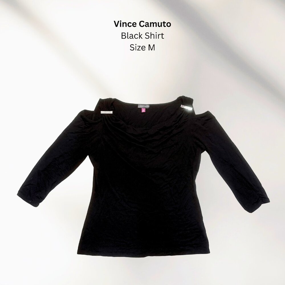 Vince Camuto Black Off-Shoulder Top Size M - 3/4 Sleeve Blouse